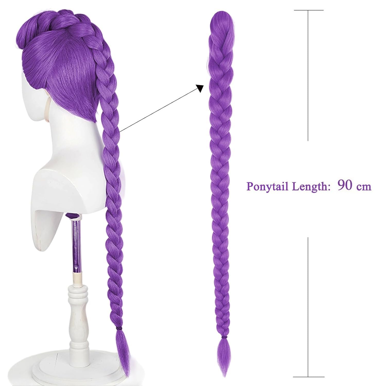 Demoni Hunters Parrucca Cosplay per Bambini, Parrucca R-umni K Ponp Demons Hunters, Accessorio per Costume con Corda Intrecciata, Ideale per Feste a Tema, Carnevale e Cosplay