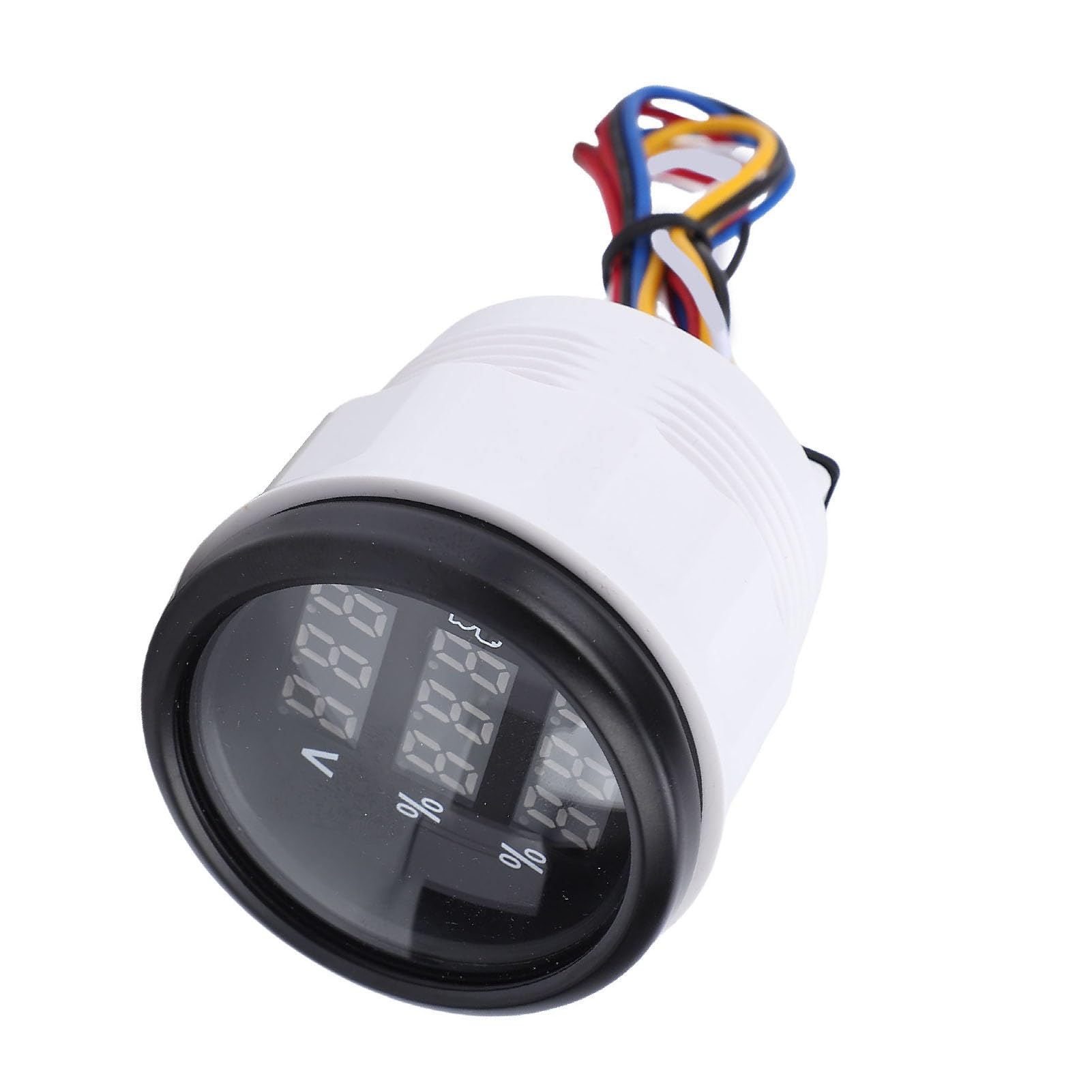 Jauge D'Affichage Numérique de 52 Mm, Compteur Multifonction 3 en 1 pour la Surveillance de la Tension des Eaux Usées du Niveau D'eau, avec Affichage LED Bleu Vif, (Cadran noir Couvercle noir)