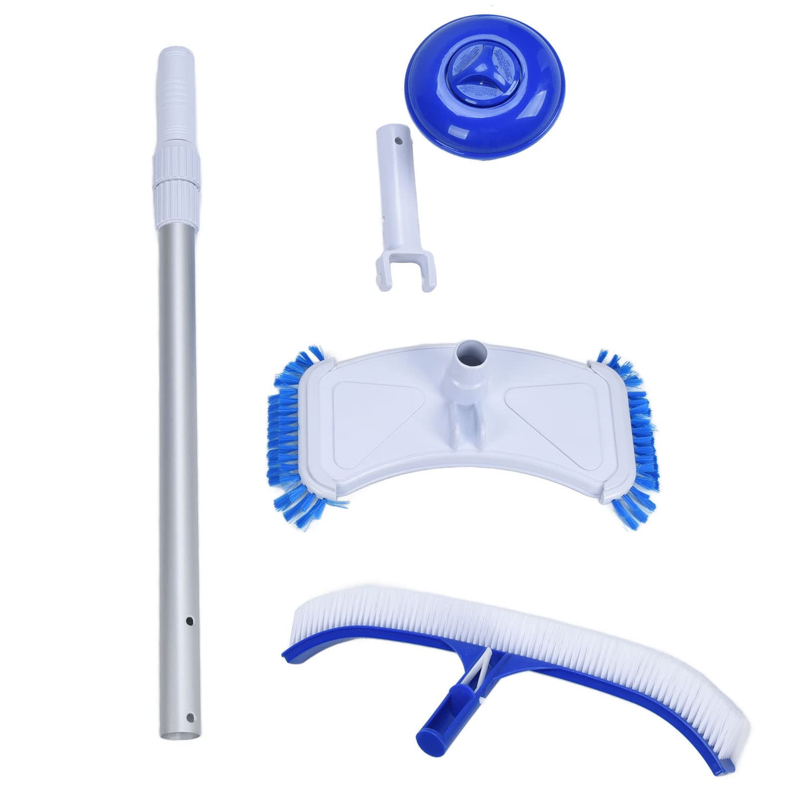 Cepillo de limpieza de piscina resistente con cerdas de nailon y clips EZ for limpiar paredes de piscina, azulejos y pisos, kit de cepillo de piscina de 18 pulgadas, kit de cepillo de piscina de 18 pu