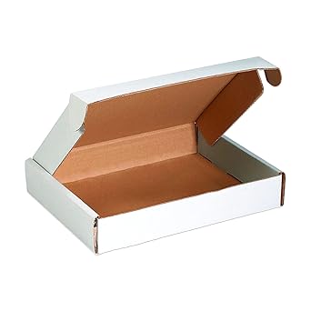 Boxes Fast BFMFL1292 Deluxe Literature Cardboard Mailers, 12 1/8 x 9 1/4 x 2 Inches, Corrugated Die-Cut Shipping Boxes, Large White Mailing Boxes (Pack of 50)
