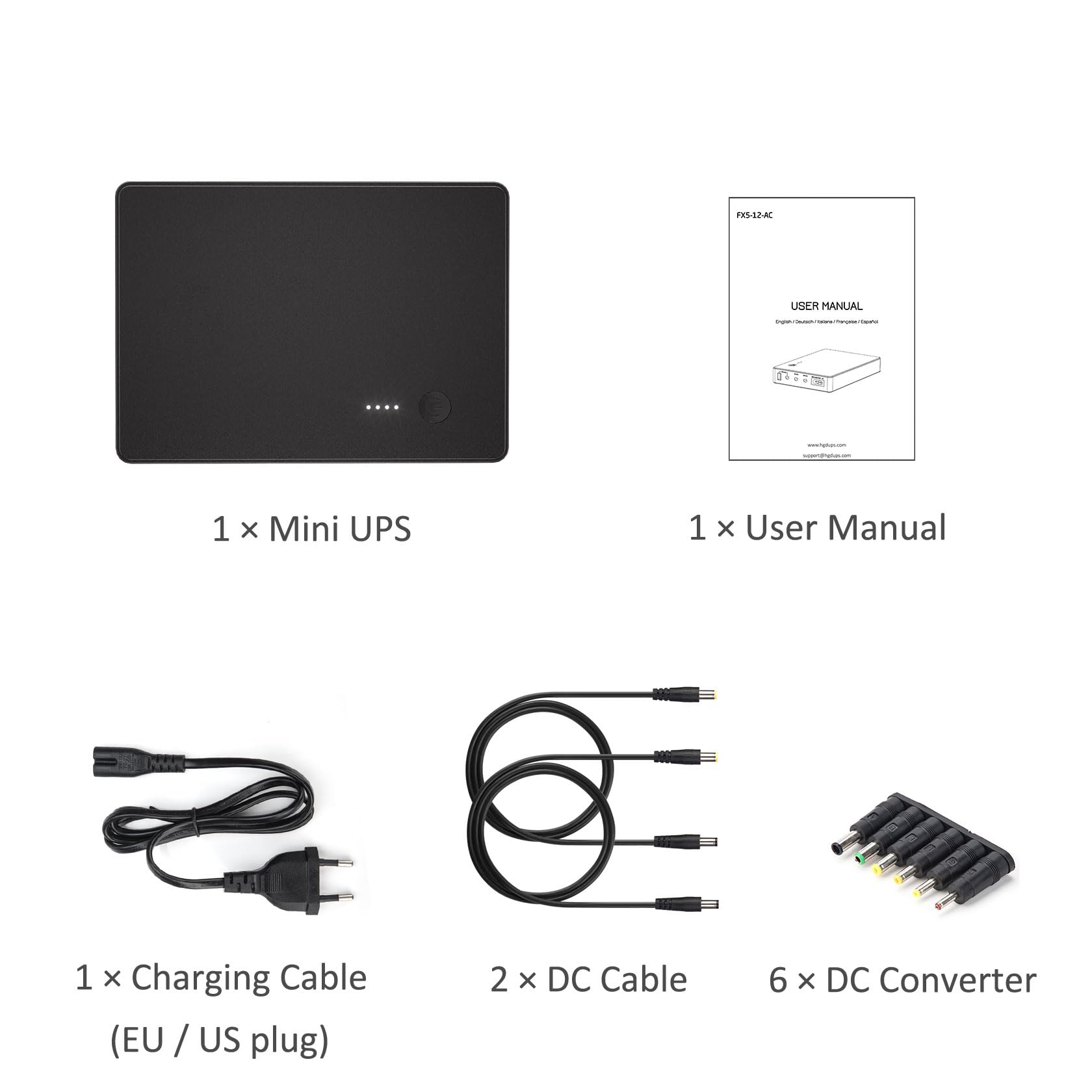 Mini UPS alimentazione senza interruzione per router, modem, fotocamera con ingresso uscita AC USB 5V DC 5V 9V 12V 2A (37Wh)