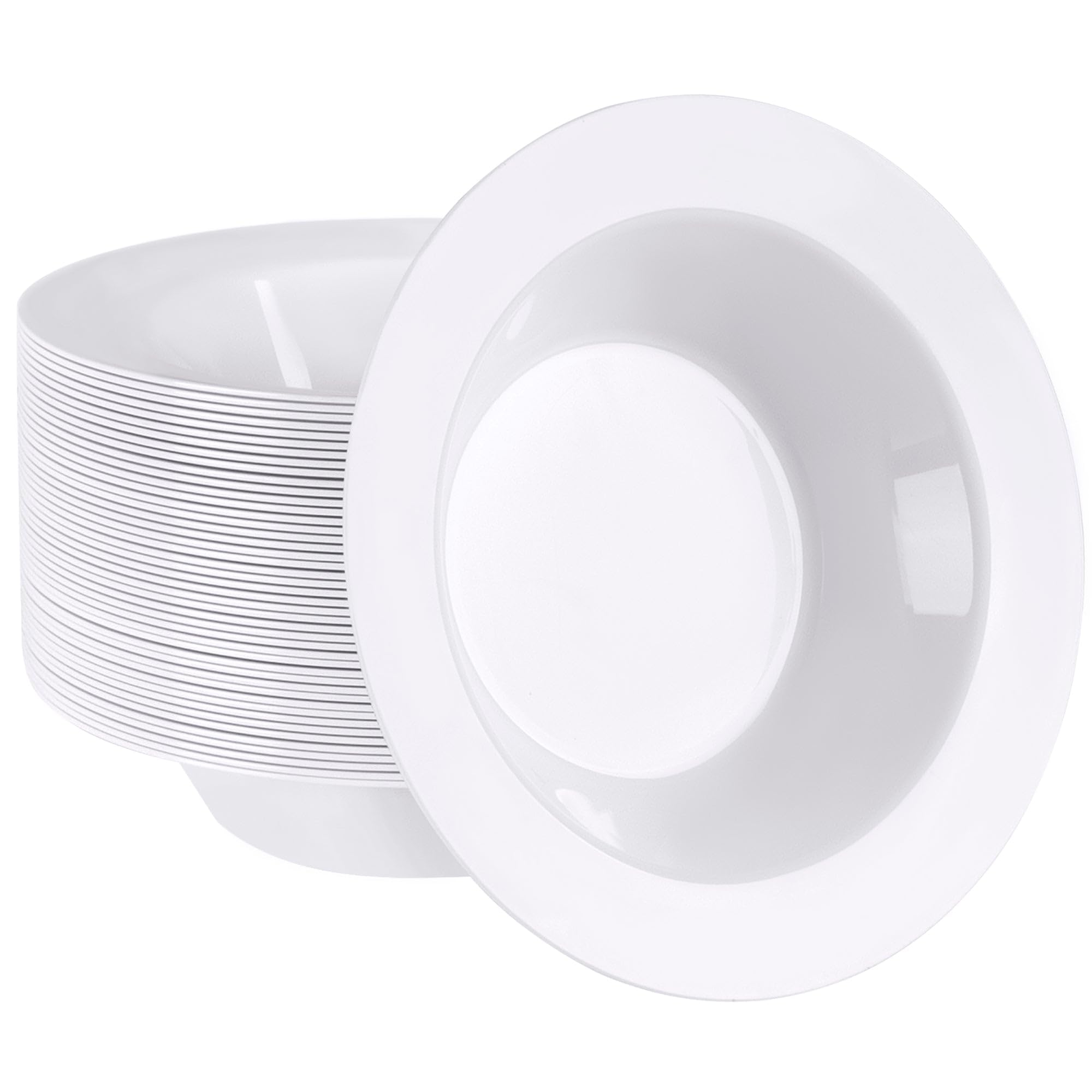 White Plastic Bowls - 50 Pack for Parties & Events -11