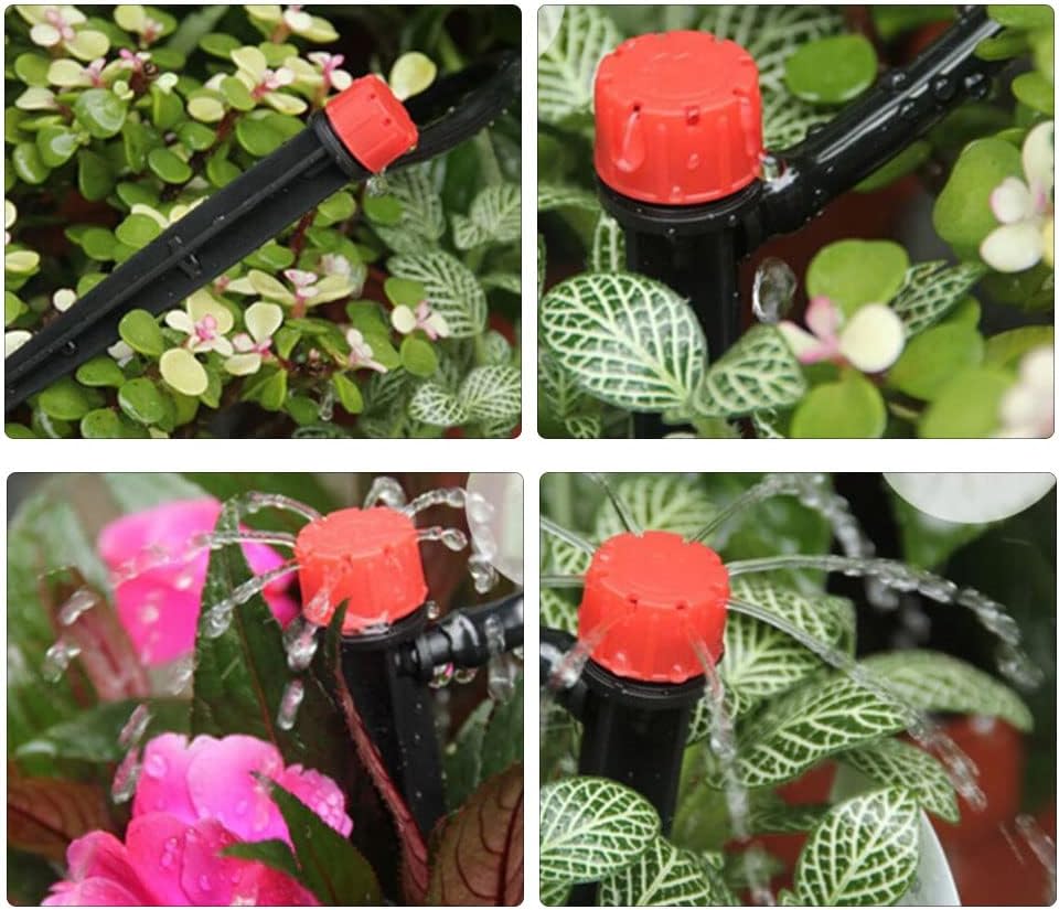 Set fo 80 Drip Emitter Water Flow Micro Bubbler Sprinkler 360-degree 8-Hole Adjustable Dripper for Irrigation System for 1/4" Tube for Garden, Patio, Lawn, Flower Bed (Mixed Color)