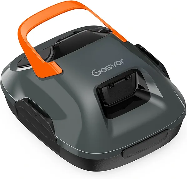 Cordless Robotic Pool Cleaner, Lasts 90 Min, Automatic Vacuum for Above-Ground Pools up to 860 Sq.ft, Portable, Self-Parking, Orange