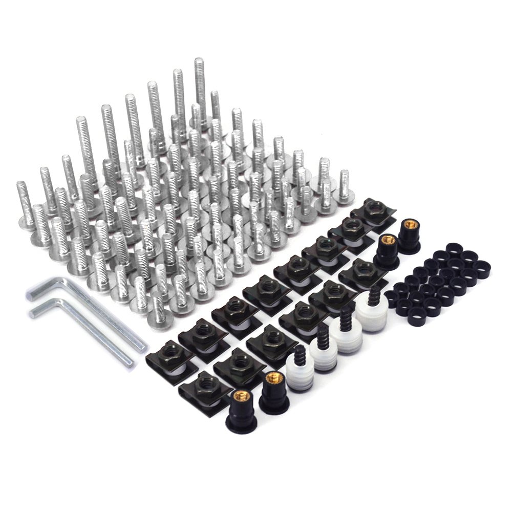 AnXinMotorcycle Fairing Bolt Kit 116pcs Fasteners Screws CNC Universal for GSXR 600 750 1000 YZF R6 R3 R1 ZX6R ZX10R ZX14 EX300 EX650R CBR600RR CBR1000RR CBR1100XX Silver