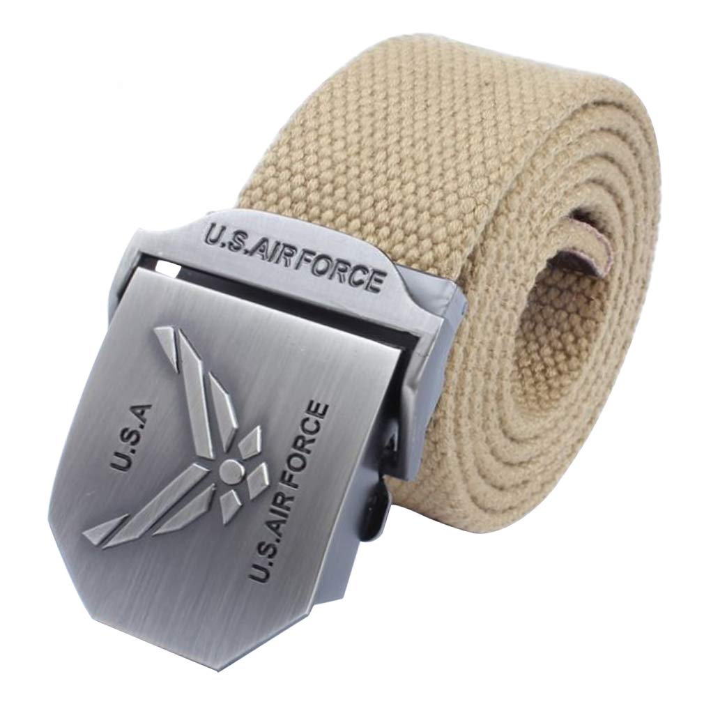 LKMYMen's Tactical Nylon Canvas Cotton Belts US Army Air Force Belts Metal Buckle,Adjustment- for Jeans | Chinos | Weekday (kaqi)