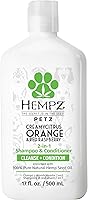 Hempz Petz 2-in-1 Dog Shampoo & Conditioner Creamy Citrus Orange & Red Raspberry - Hydrates, Desheds, Vegan 17oz