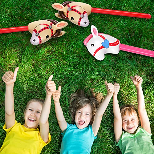 2PCS-Inflatable-Stick-Horse-Inflatable-Horse-Head-on-Stick-Horse-Costume-Pony-Halloween-Western-Cowboy-Horse-Baby-Shower-Birthday-Party-Decorations-Supplies-Favors-37-Inches-RedPink