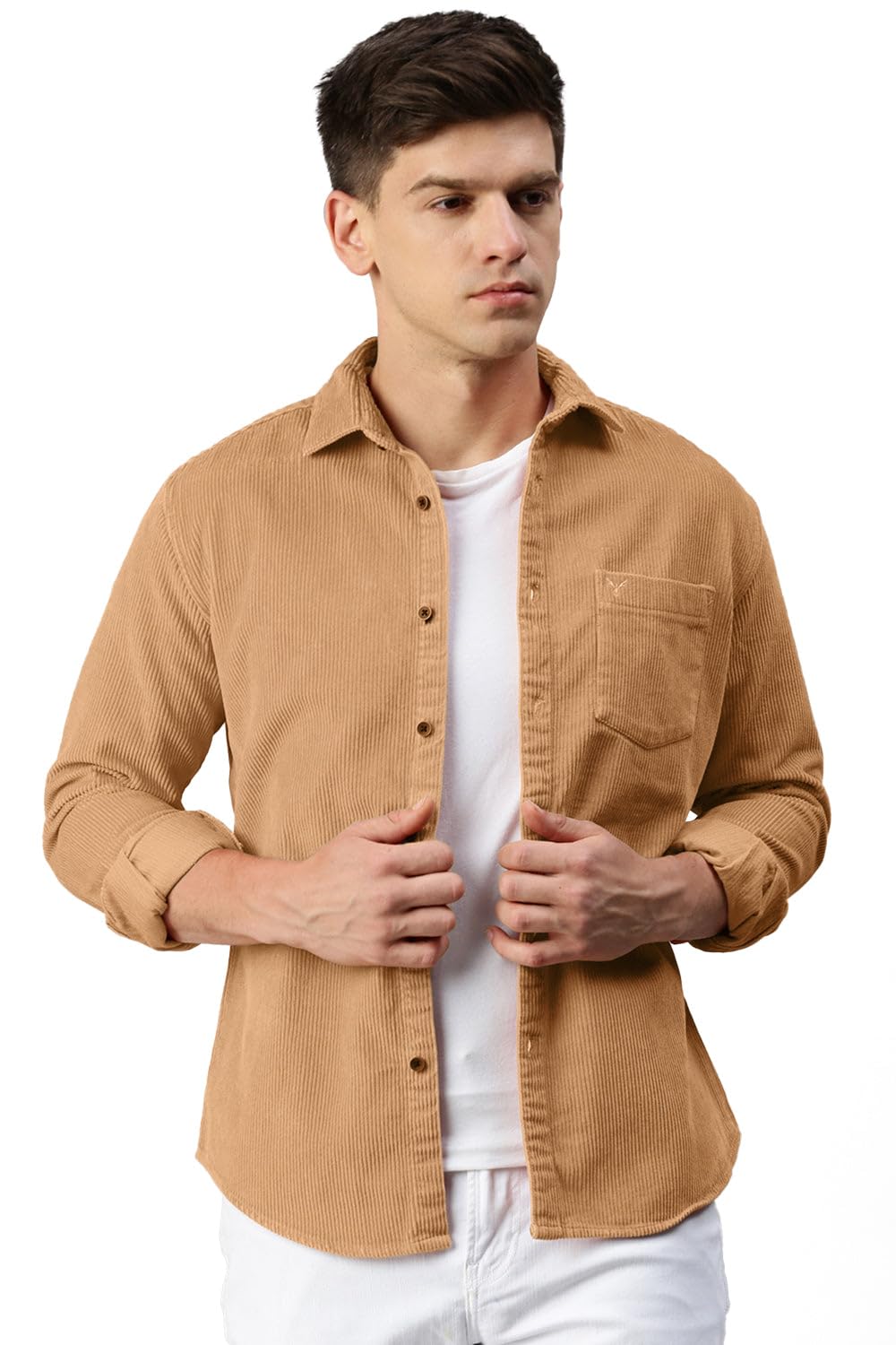 showoffff Men's Brown Corduroy Shacket-CalebPlains-4196_Brown-picture-12