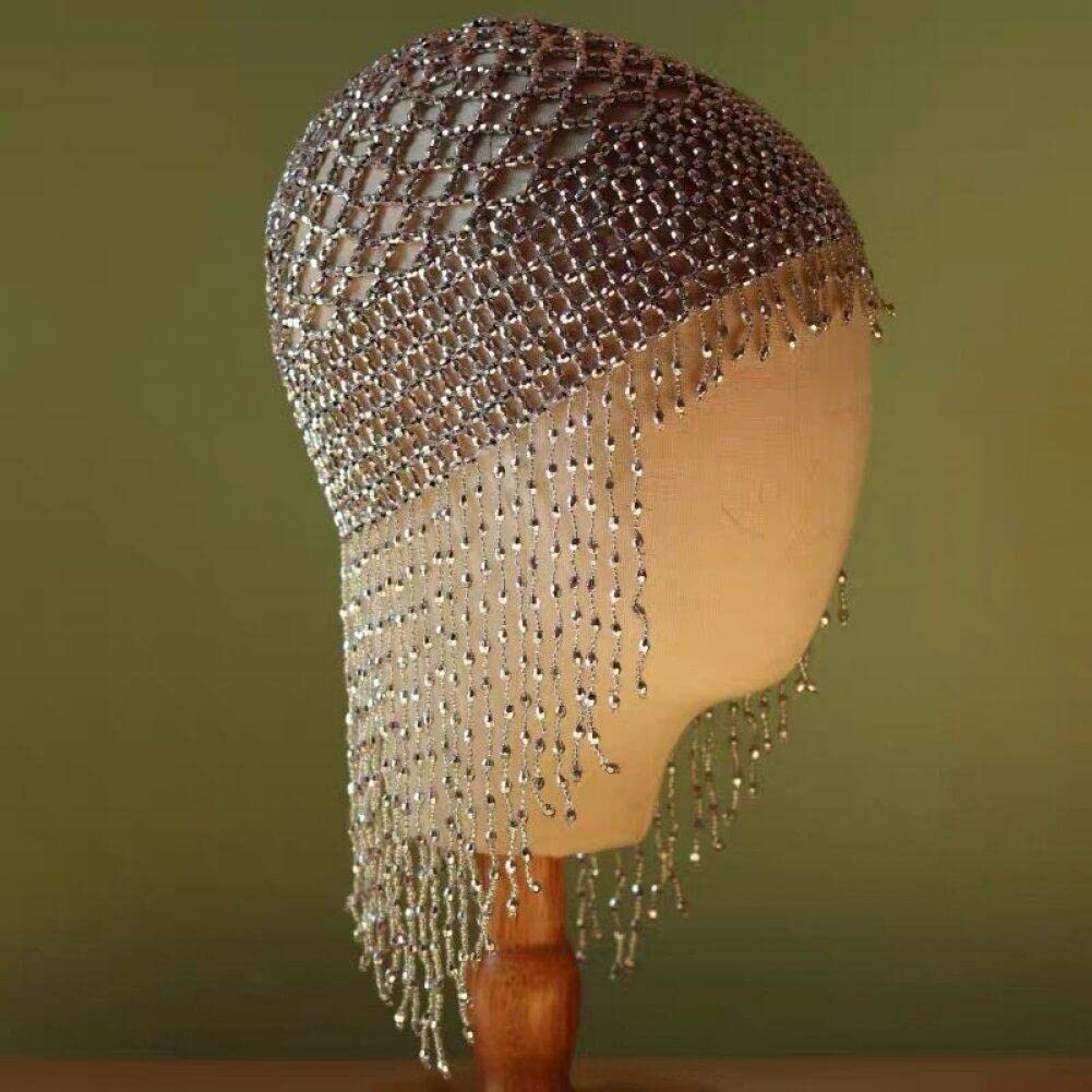 Tocado De Cuentas Exótico, Tocado De Borla Bohemia, Gorra con Cuentas para Danza del Vientre, Accesorio para Cabello De Cleopatra Egipcia, Sombrero De Borla para Actuación En Escenario Nupcial