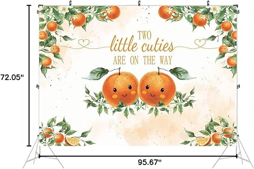 Miniatura 8 de Hilioens Telón de fondo de dos pequeñas cuties de 7 x 5 pies, diseño de dos pequeñas cuties de color naranja, para decoración de fiestas, hojas