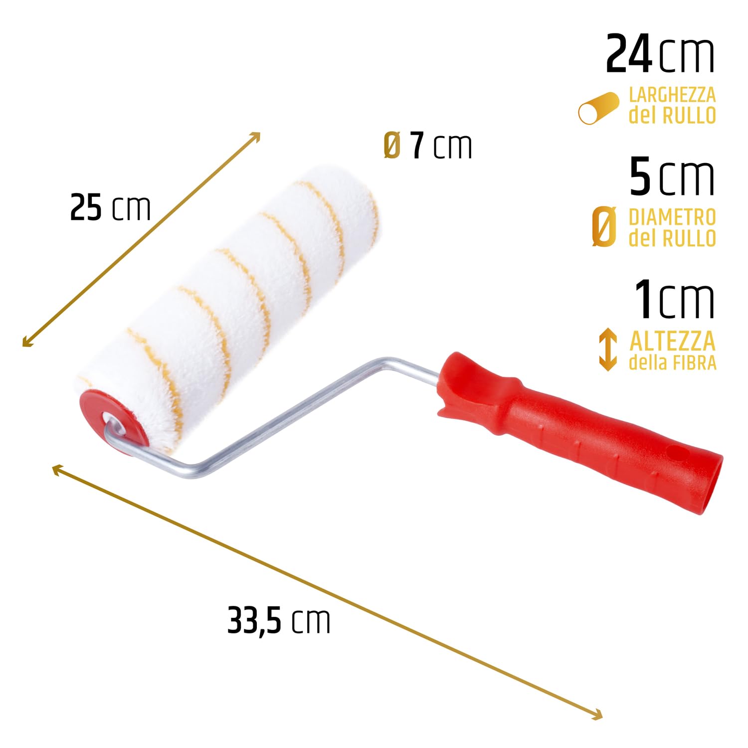 PENNELLIFICIO 2000 | Rullo in Poliammide con Asta Telescopica da 200 cm, per Pareti Lisce e Poco Ruvide, Cartonegesso, Idropittura, L 24 cm, ⌀ 4,8 cm – Made in Italy