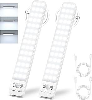 Schrankbeleuchtung Led mit Bewegungsmelder 25cm 2000mAh Unterbauleuchte Küche LED USB-C wiederaufladbar Schranklicht Dimmbar Schrankleuchte Led Leiste Kabellos für Küchen Schrank Treppen 2 Stück