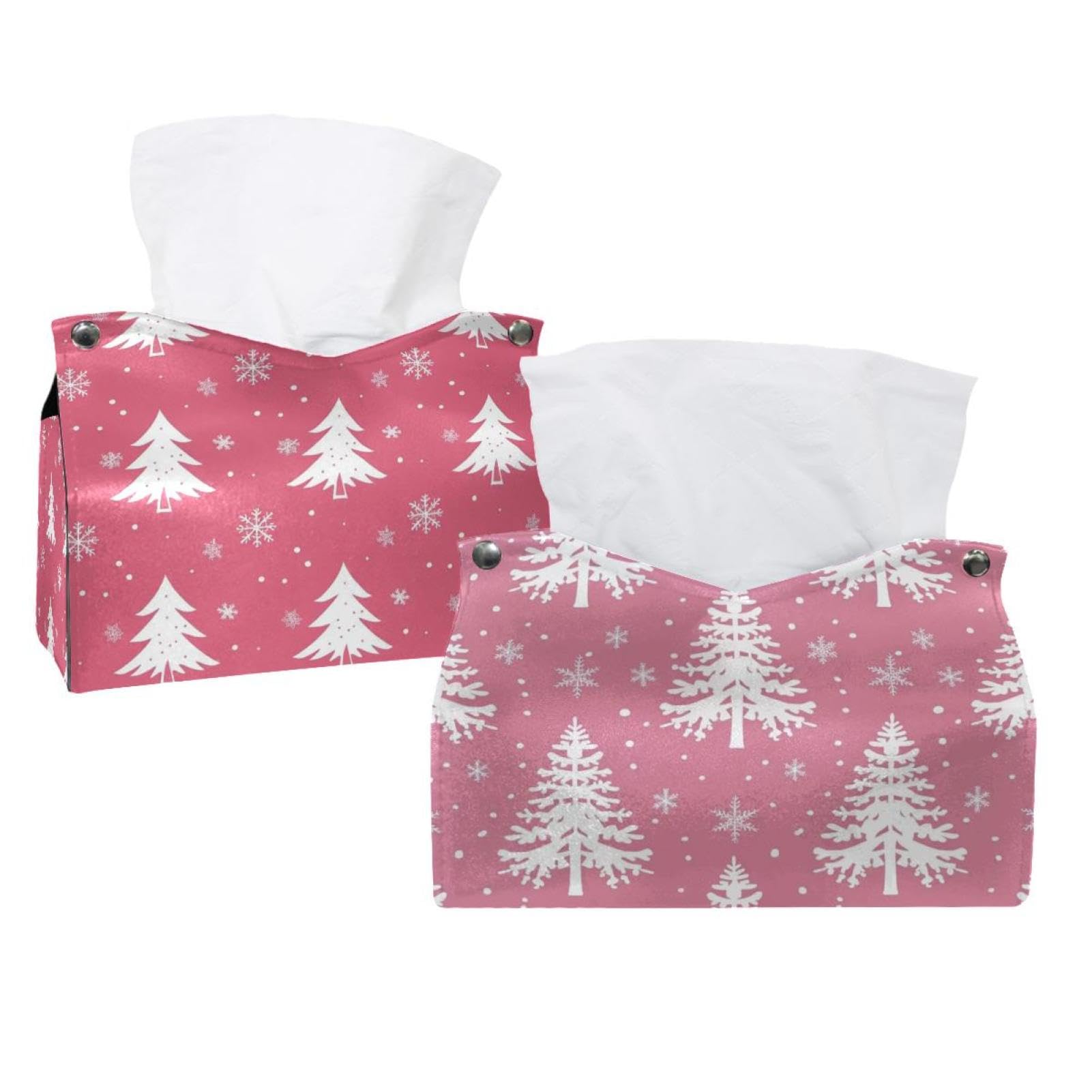 Sapins de Noël géométriques roses design origami 19 cm avec boîte à mouchoirs intégrée