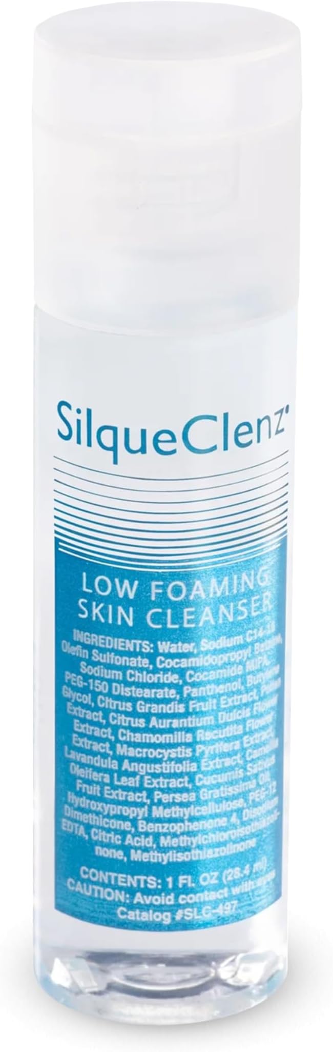 SilqueClenz Low Foaming Skin Cleanser – Gentle, Low pH Wound Cleanser for Scars, Sensitive Skin & Post-Op Areas - Hydrates with Flax Seed Extract & Vitamin B5 – Compact Travel-Ready Bottle, 1 fl. oz