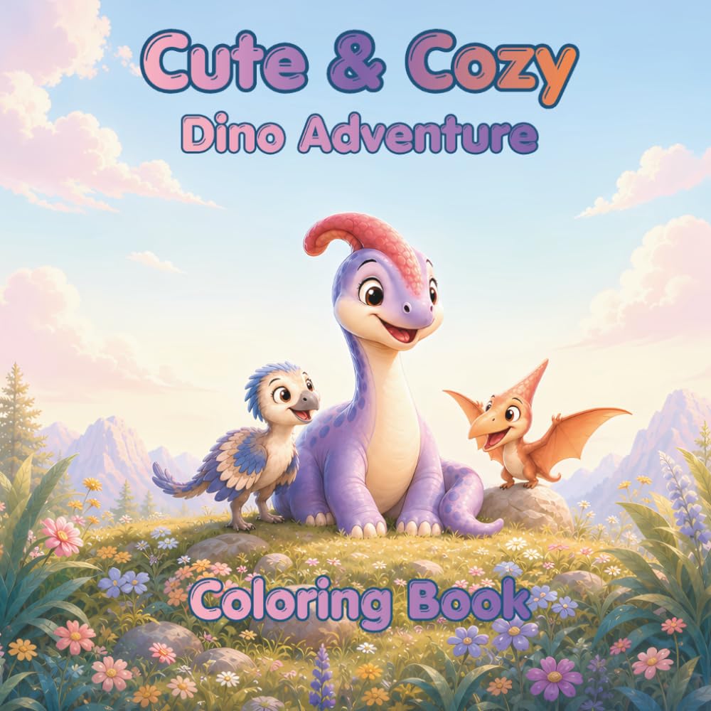 Cute & Cozy Dino Adventure Coloring Book: In the Land of Little Dinos – For Kids (Cute & Cozy Coloring Books)