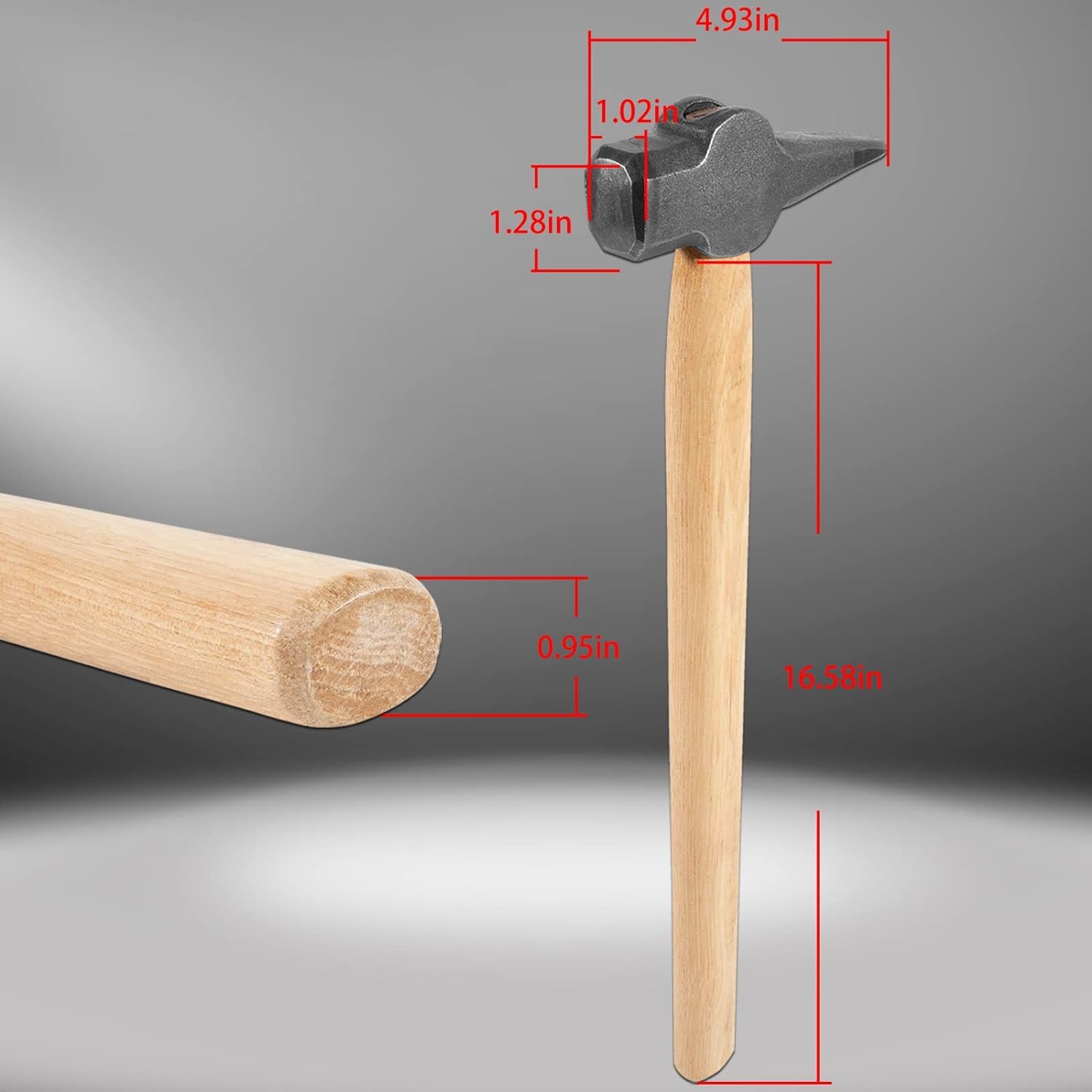 Martillo de herrero con ojales para herramientas superiores, se utiliza con un martillo de impacto, ideal para forjar en caliente