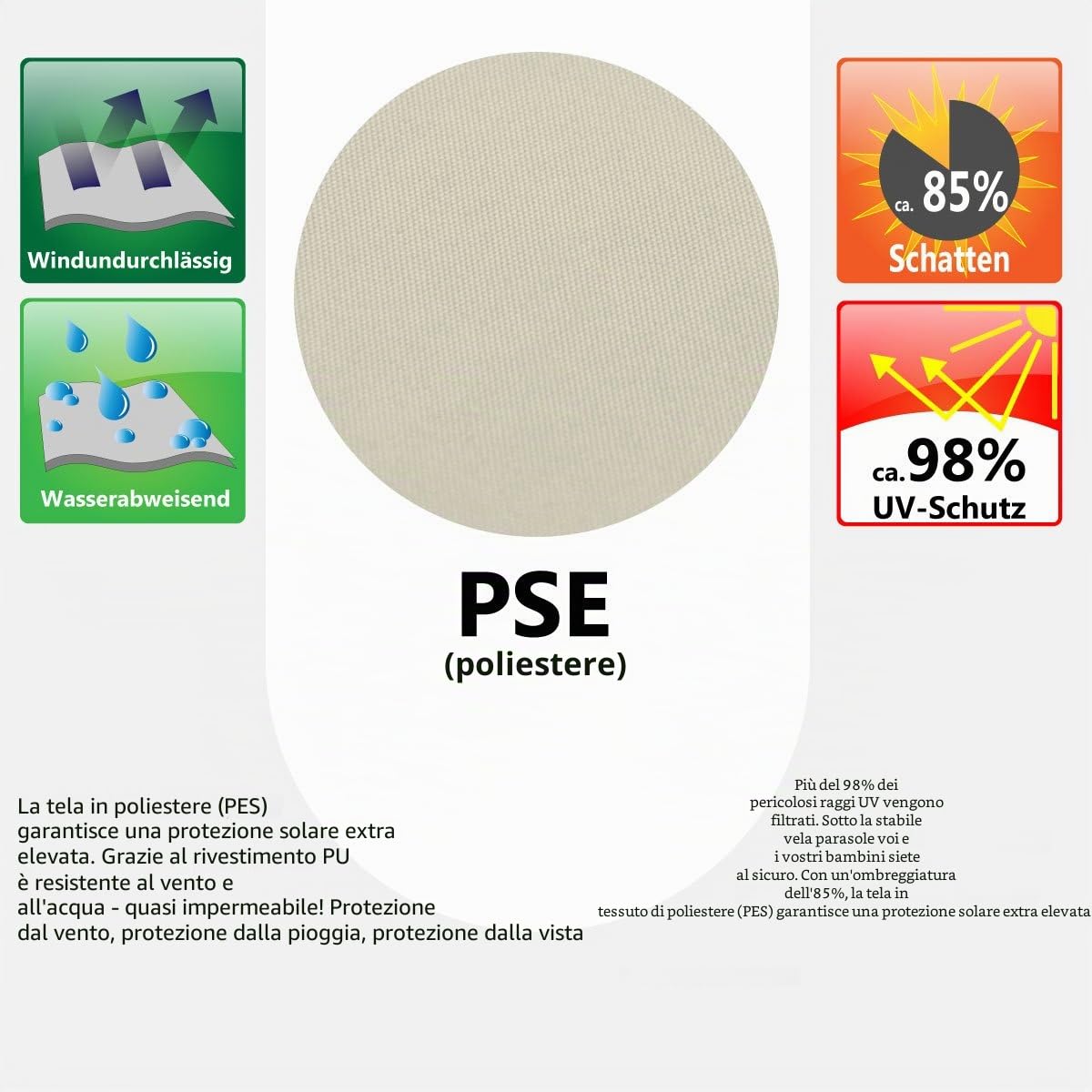 AMANKA 98% Protezione UV: Vela Ombreggiante 1,5 x 2m - Impermeabile - Tenda a Vela Impermeabile Rettangolare - Tenda da Sole per Esterno Vele Parasole da Esterno Parasole a Vela Ombra Balcone Parasole