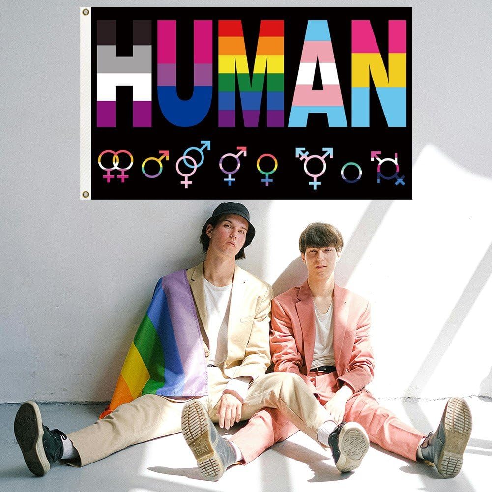 Zghhc Tęczowa flaga Gay-Pride, 90 x 150 cm, LGBTQ Gay Pride, tęczowa flaga Pride, flaga postępu, flaga lesbijek-gejów transpłciowych