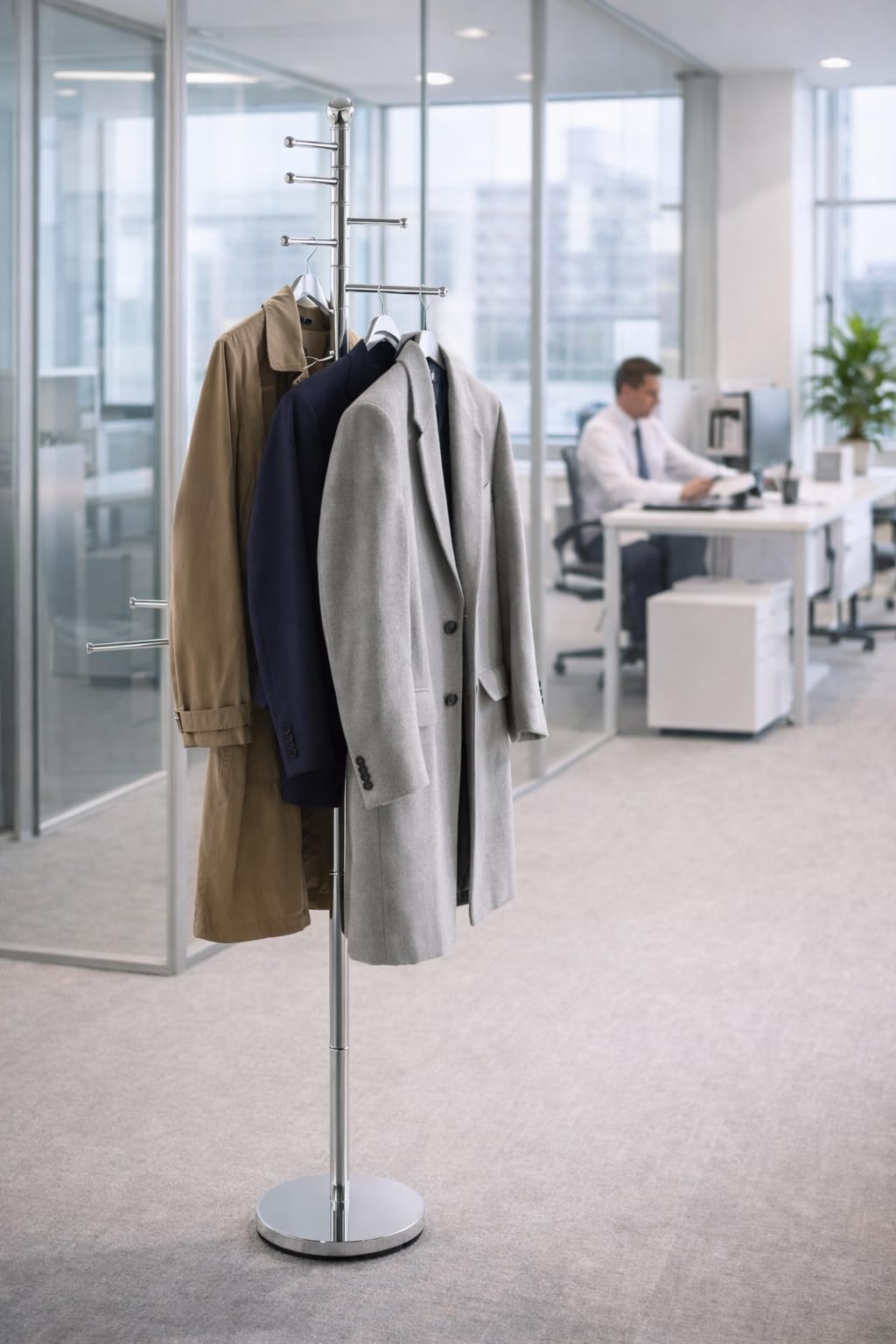 Piantana Porta Accappatoio in Acciaio Cromato – 6 Bracci alta 177 cm