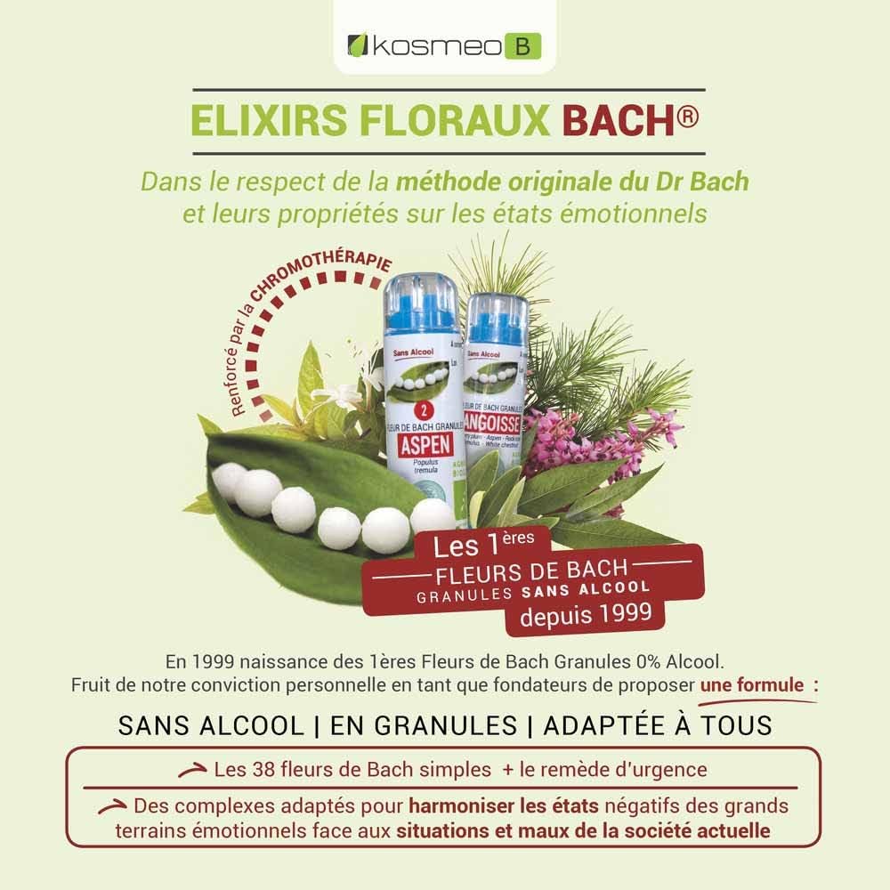 KOSMEO B Ansia Complexe Fiori di Bach Granuli senza Alcool Rinforzato da Cromoterapia