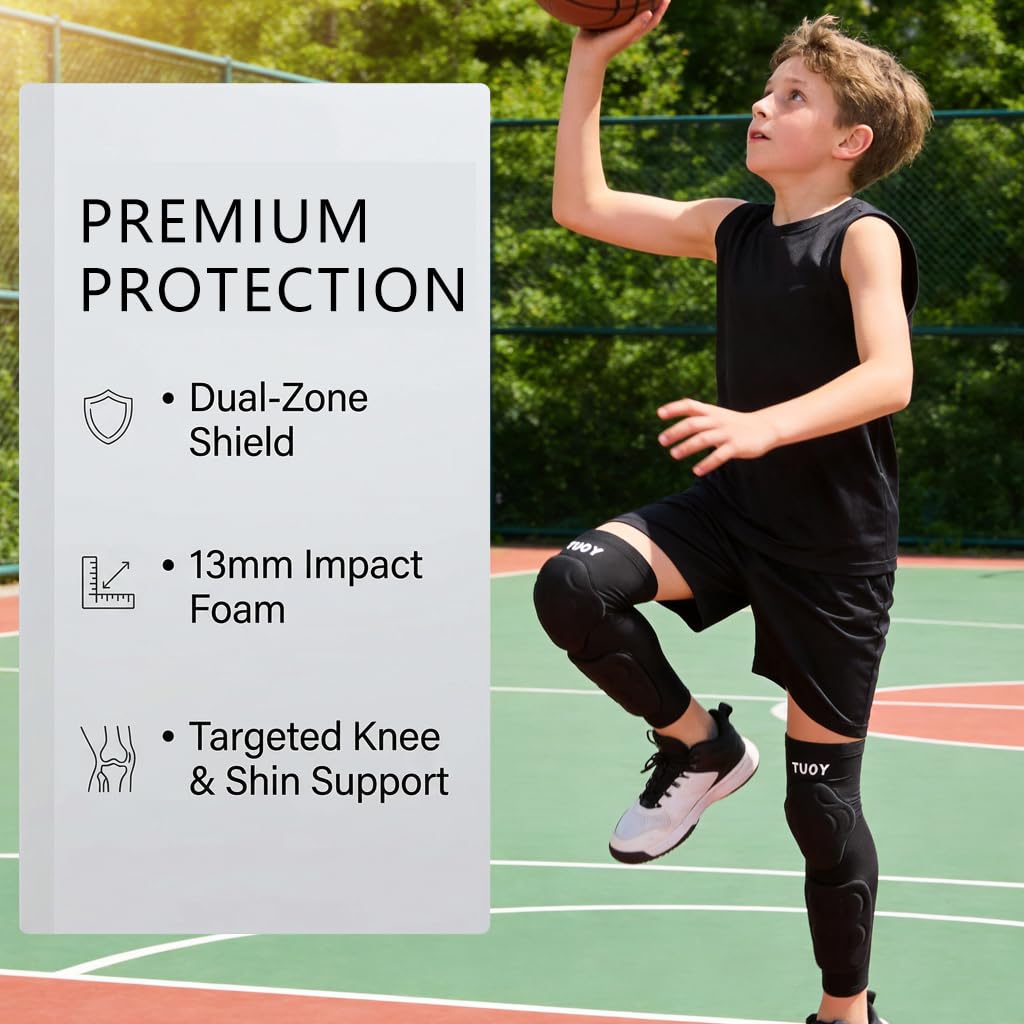 Espinilleras para fútbol y rugby, almohadillas de apoyo transpirables con protección mejorada contra impactos, mangas de compresión para atletas de niños y niñas, equipo de protección para