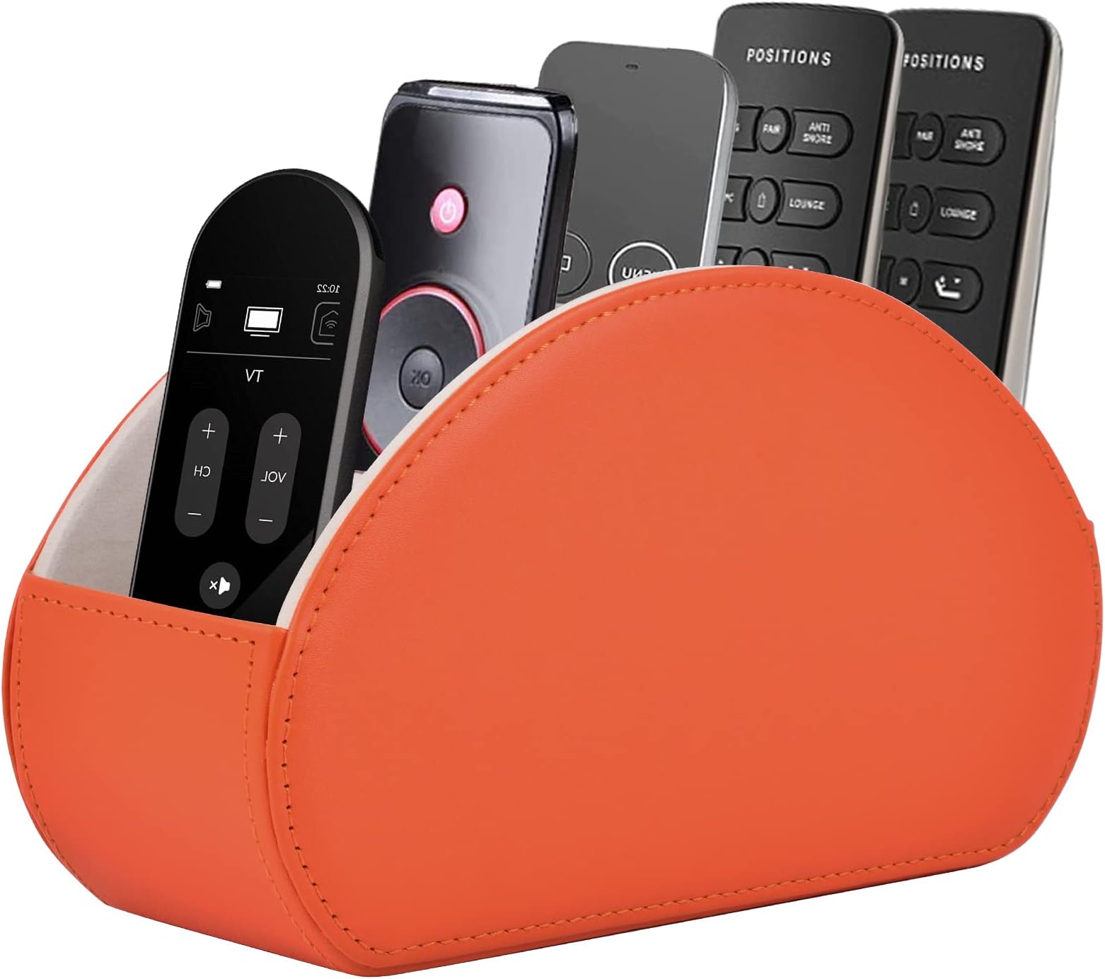 Remote Control Holder,TV Remote Caddy/Box with 5 Compartments,Bedside Table Organizer for Controller,Glasses,makeup brushes,jewelry and Media Player,Pen/Pencil Storage(Orange)