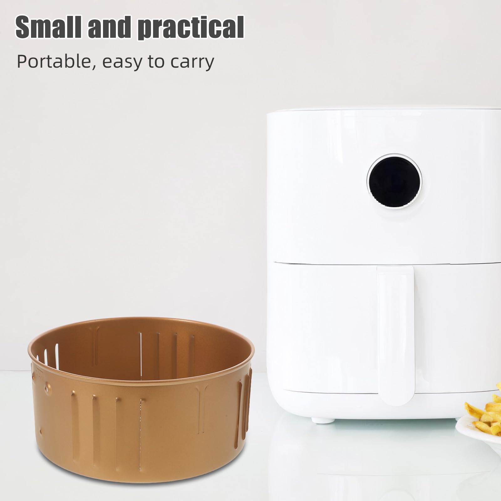 TOYANDONA Zamienny koszyk do frytkownicy powietrznej | Okrągła i nieprzywierająca patelnia do pieczenia 3,5 l | Taca do smażenia frytek/mięsa/warzyw | Nakładka do kuchennej frytkownicy powietrznej 8,3