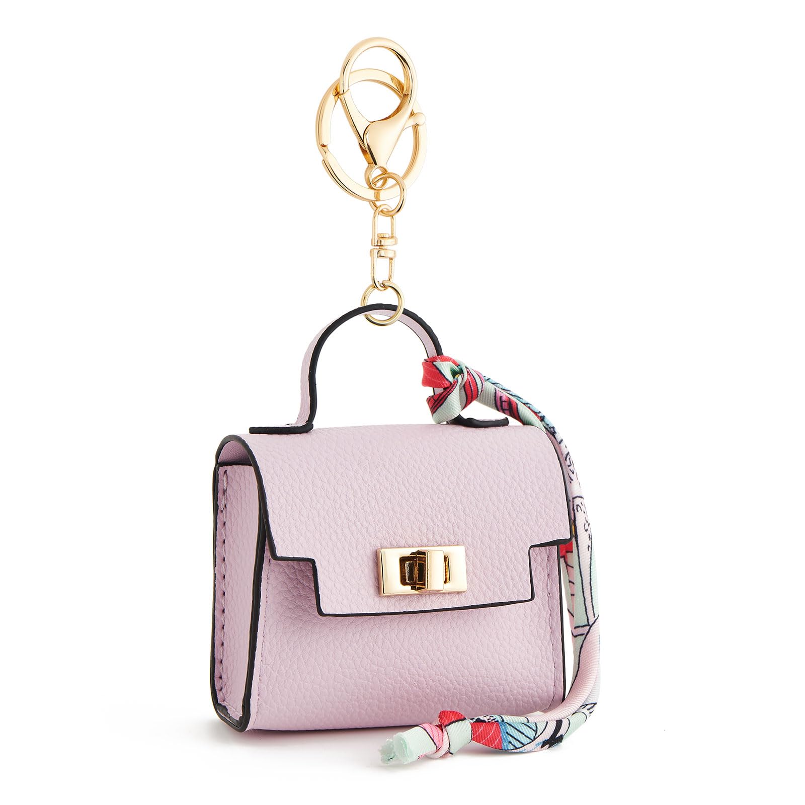 WOZEAH Mini Backpack Keychain for Women,Small Change Pouch Coin Purse Twist-lock with Key Headset Bag（Purple）