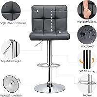 Vista 5 de Yaheetech Taburetes de bar Modernas sillas ajustables de isla de cocina, taburetes de bar de altura de mostrador, silla giratoria de piel sintética