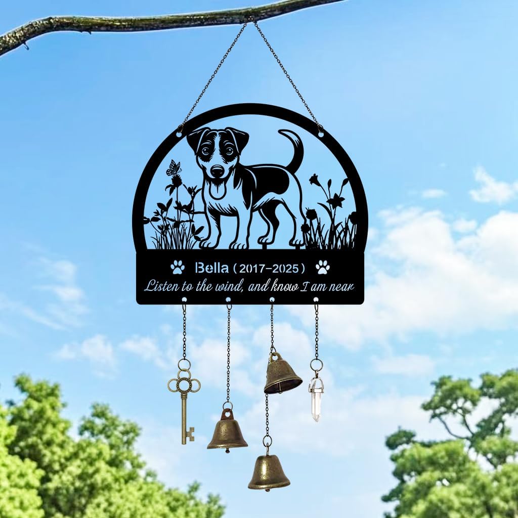 COWCUTE Personalized Dachshund Memorial Wind Chimes – Pet Loss Sympathy Gift for Dog Owners, Outdoor Dog Remembrance Wind Chime, Bereavement Gift for Loss of Dachshund, Pet Memorial Garden Decor