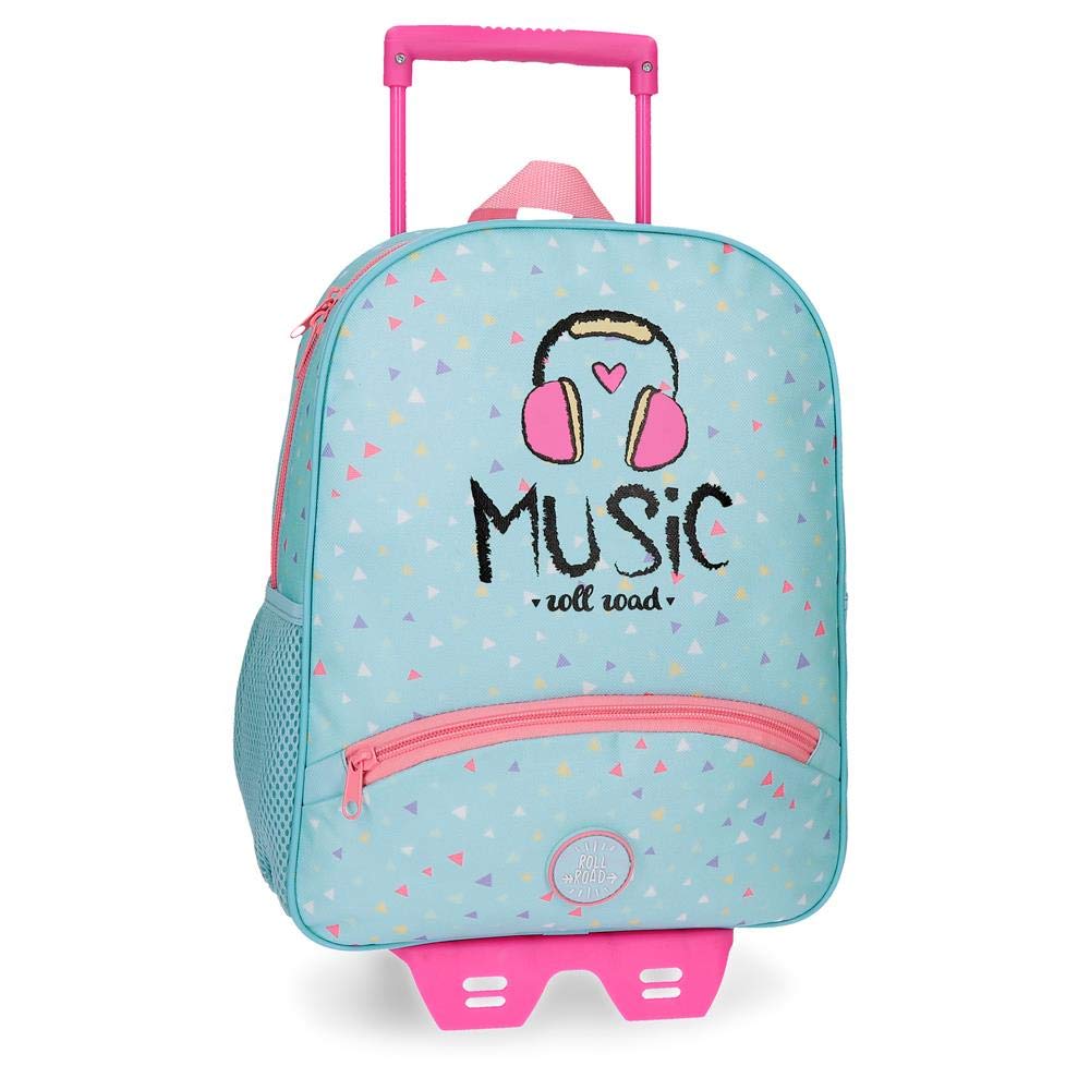 Roll Road Music Small backpack with trolley Blue 27x33x11 cms Polyester 9.8L
