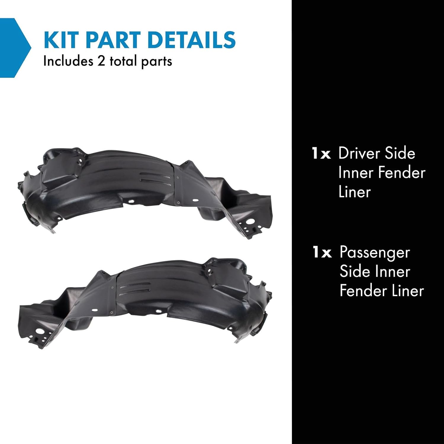 TRQ Inner Fender Liner Set Compatible with 2003-2005 Lexus IS300 LX1250109 LX1251109