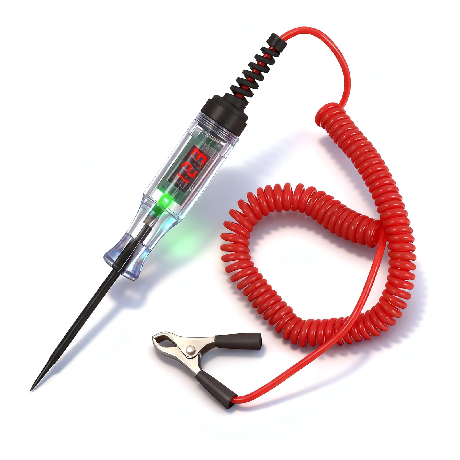 Probador De Voltaje De Circuito Automotriz 3-120v Comprobador De Fusibles Coche Clip De Cocodrilo Y Cable De Resorte Indicador Digital Lampara De Pruebas Para Coche