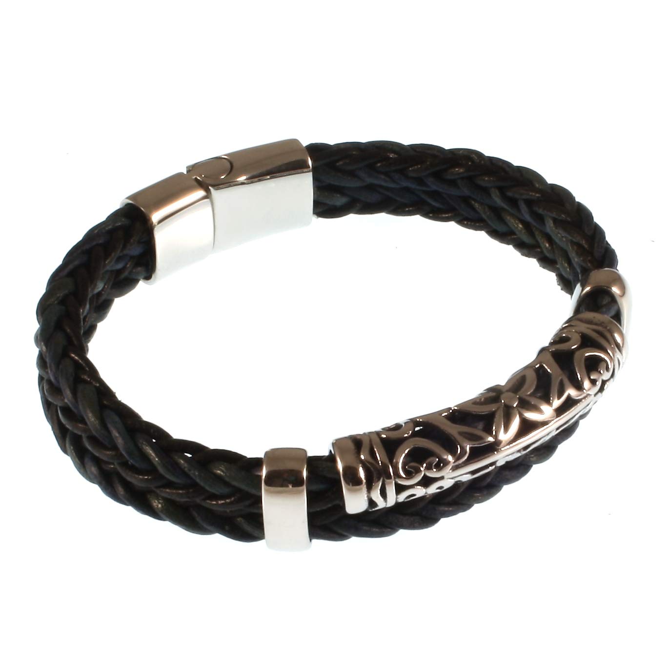 Echt Leder-Armband XO Z8 Blau/SW Männer Herren