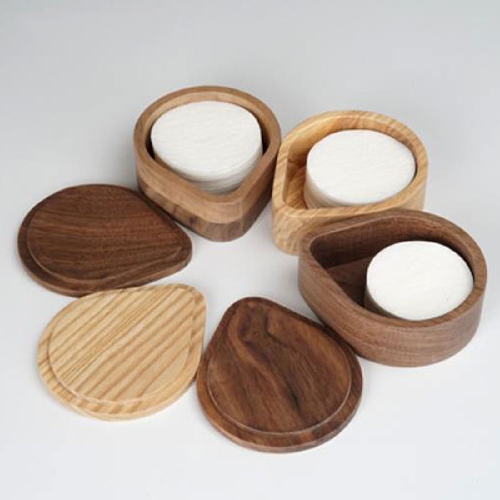 NERTOEE Porta filtro da caffè con coperchio, contenitore per filtri da caffè, contenitore per filtro da caffè in legno, capacità rotonda, facile da usare