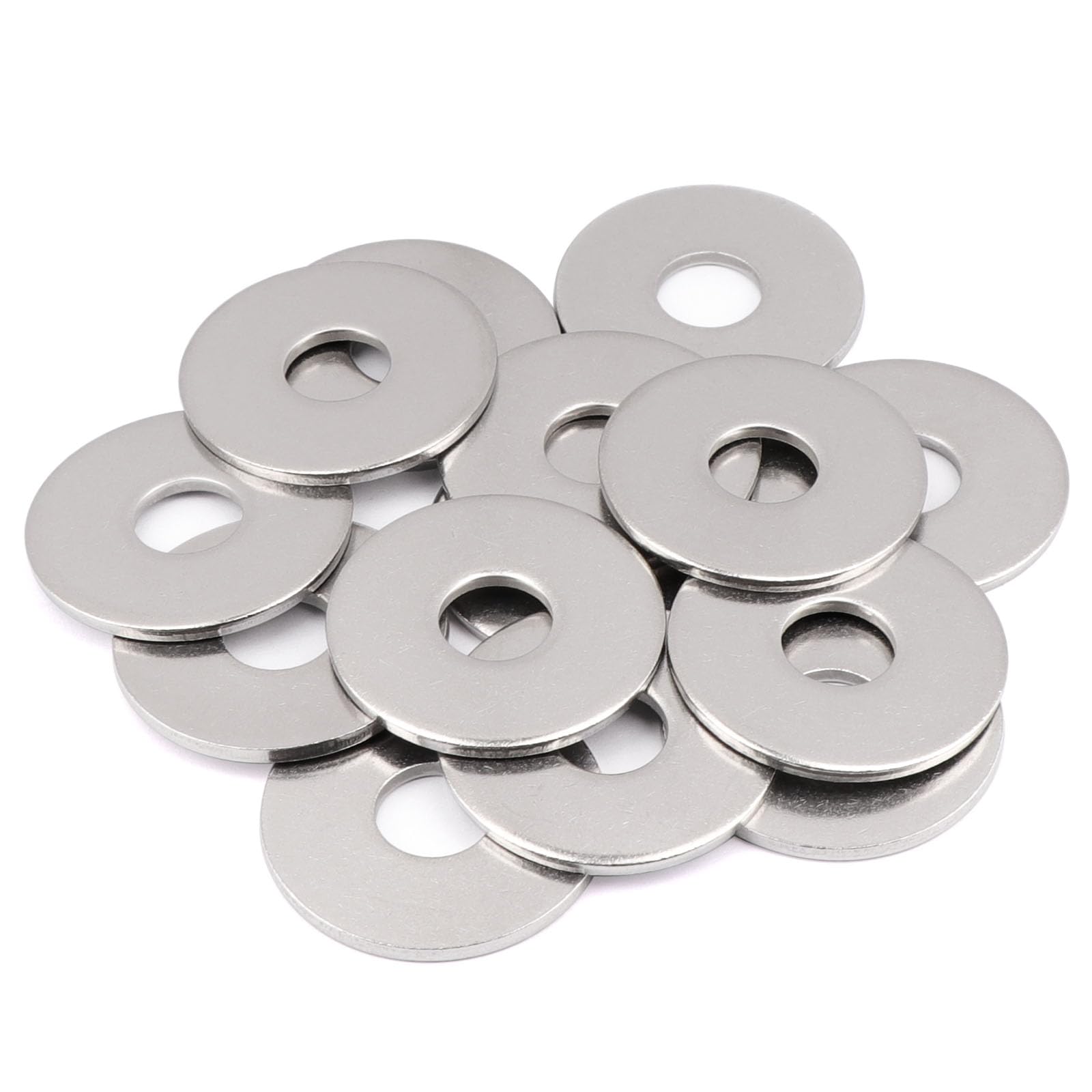 15PCS 1/2" x 1-1/2" Fender Washers, 18-8(304) Stainless Steel Flat Fender Washer, 1/2" ID x 1-1/2" OD, 0.1'' Thick