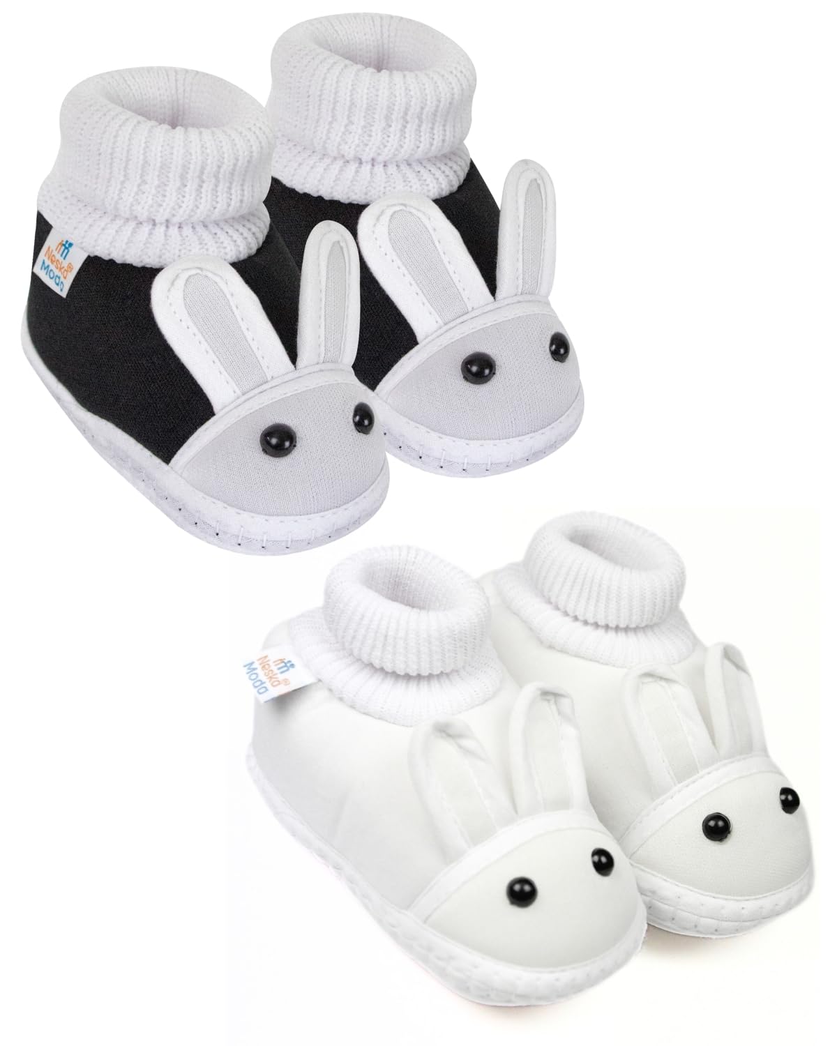Neska Moda 6 To 12 Months Baby Boys & Girls Pack of 2 Pair Cotton Rabbit Booties (Black,White)-SK133andBT2151 (B0CTHNNNQX) Amazon Price History, Amazon Price Tracker