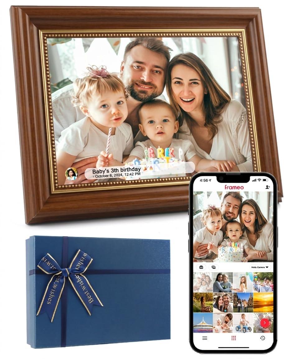 Frameo Digital Frame 10.1 Inch WiFi Digital Photo Frame with 32GB Storage, 1280x800 HD IPS Touch Screen Picture Frames Slideshow, Long Distance
