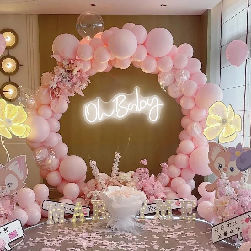 Size 21.7x10 Inch Oh Baby Neon Sign for Backdrop Wall Decor LED Neon Lights for Baby Shower Decorations Boy and Girl Baby Room Decor LED Light Up Sign for Party Decorations Photo Prop USB 21.7x10 Inch (white)