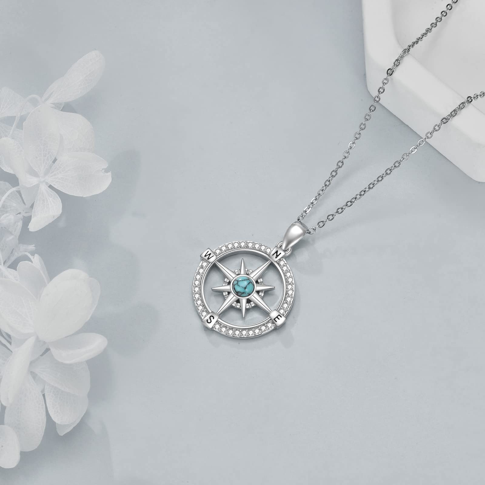VONALA Collar de plata de ley 925 con colgante de corazón de estrella de mar para mujer, 27.2mm x 20mm, Plata esterlina, Turquesa
