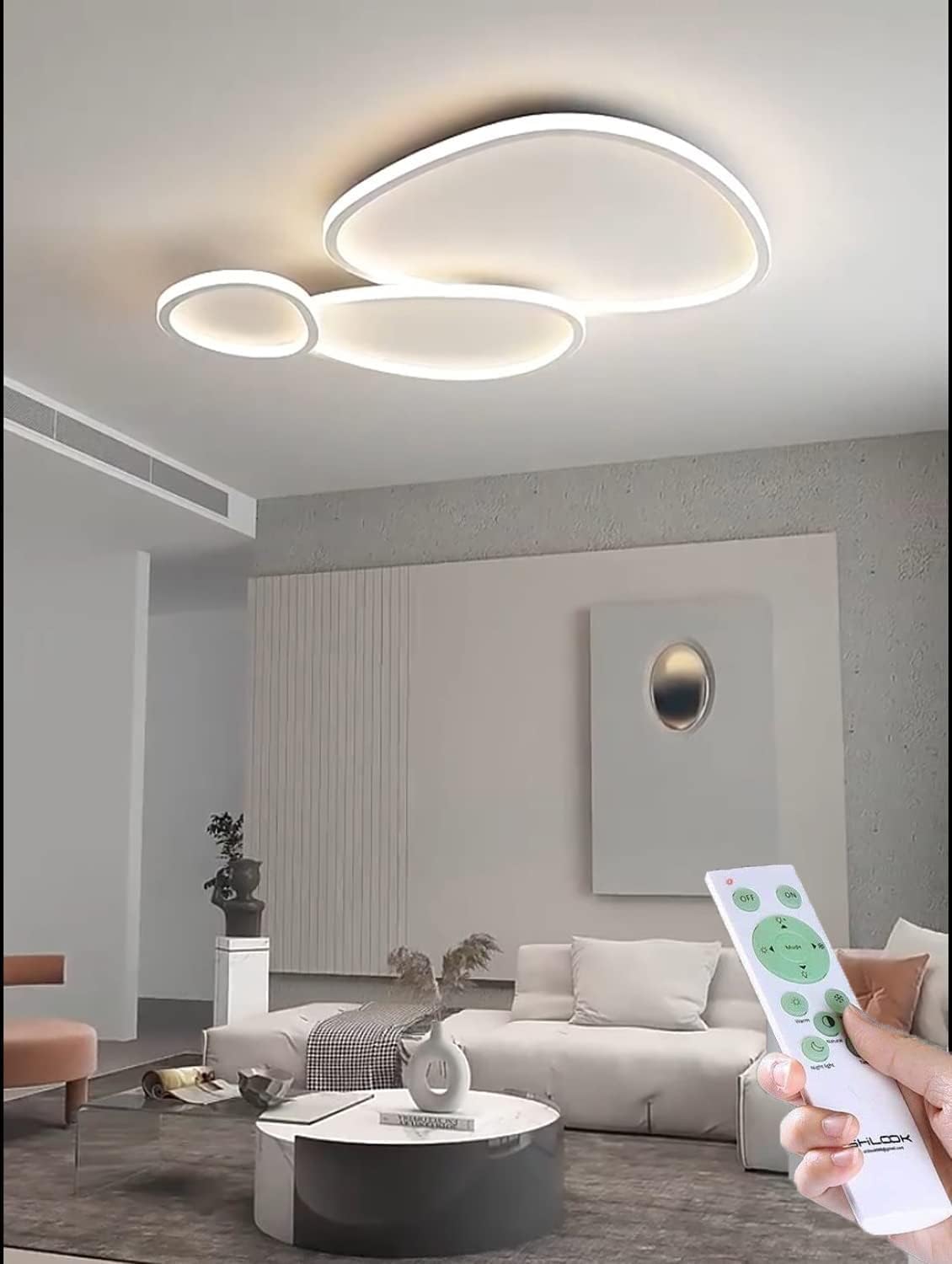 Plafoniera a led moderna a soffitto con telecomando e app per selezionare colore della luce e luminosità lampada adatta per camera da letto salone soggiorno cucina locali 100W PN-23