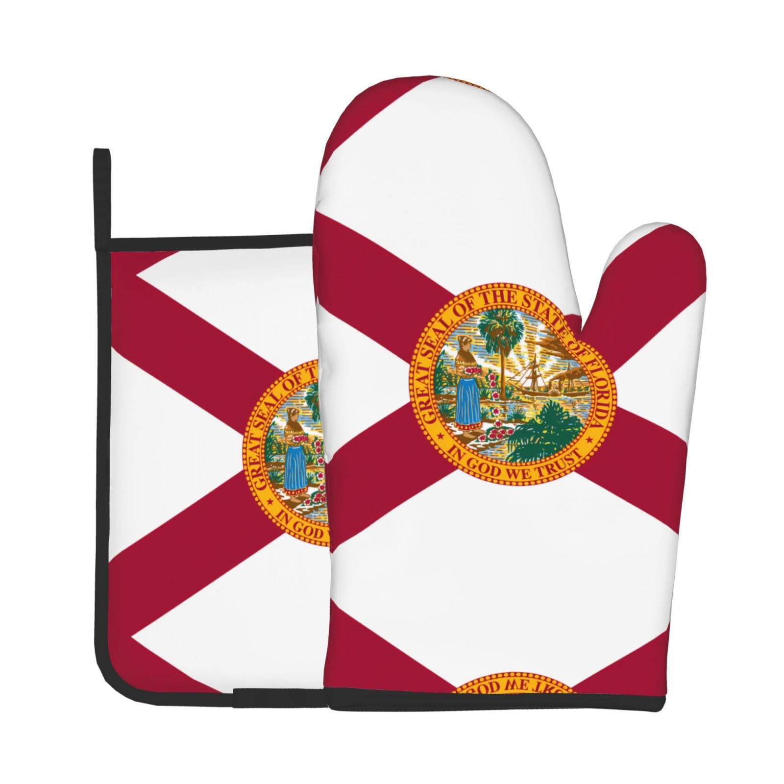 Oven Mitts and Potholders Set of 2 for Kitchen Baking Cooking GrayFlag of Florida Thick and Durable