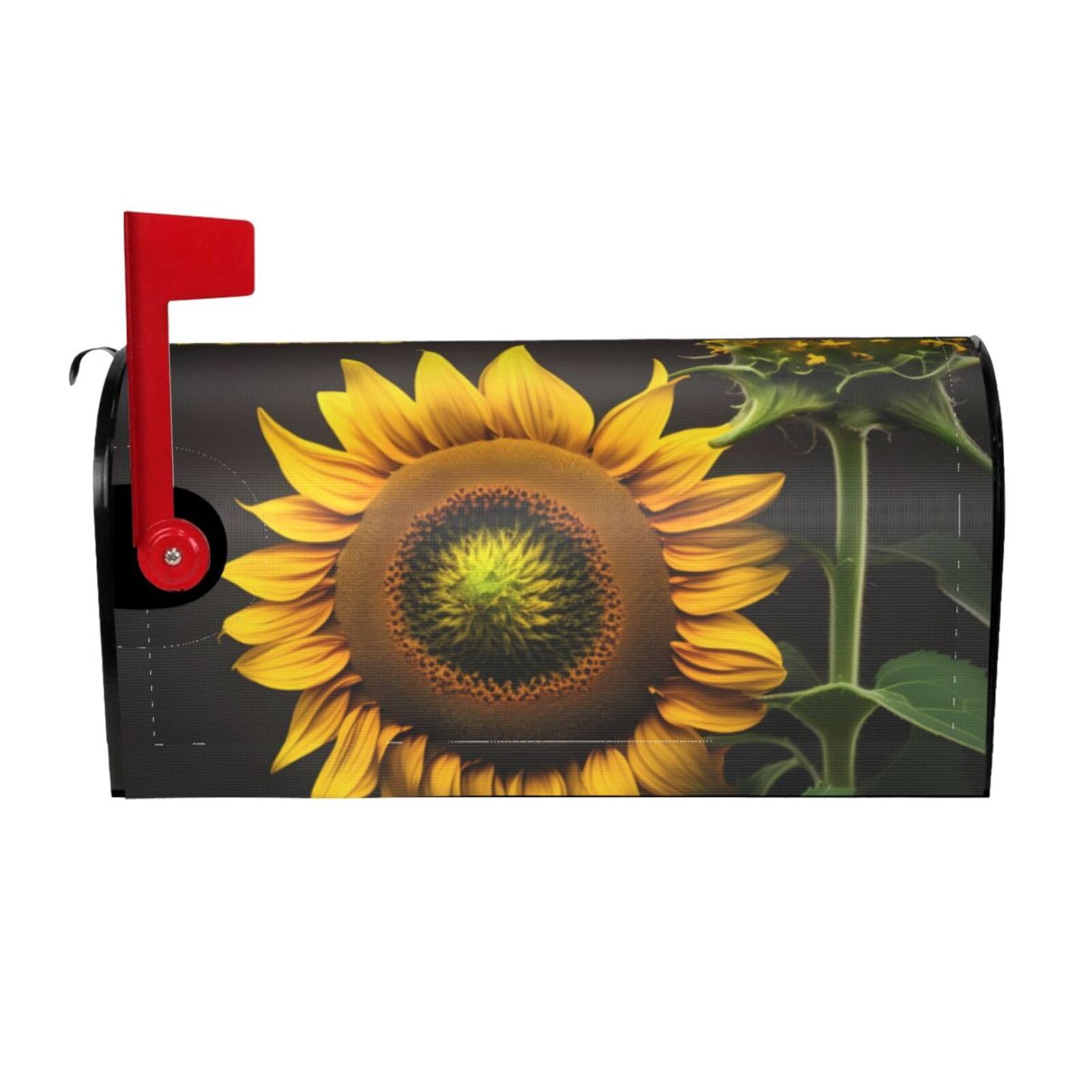 Sunflowers In The Weeds Print Mailbox Cover Wraps Post Letter Box Cover Decor For Outside Garden Yard Farmhouse Home