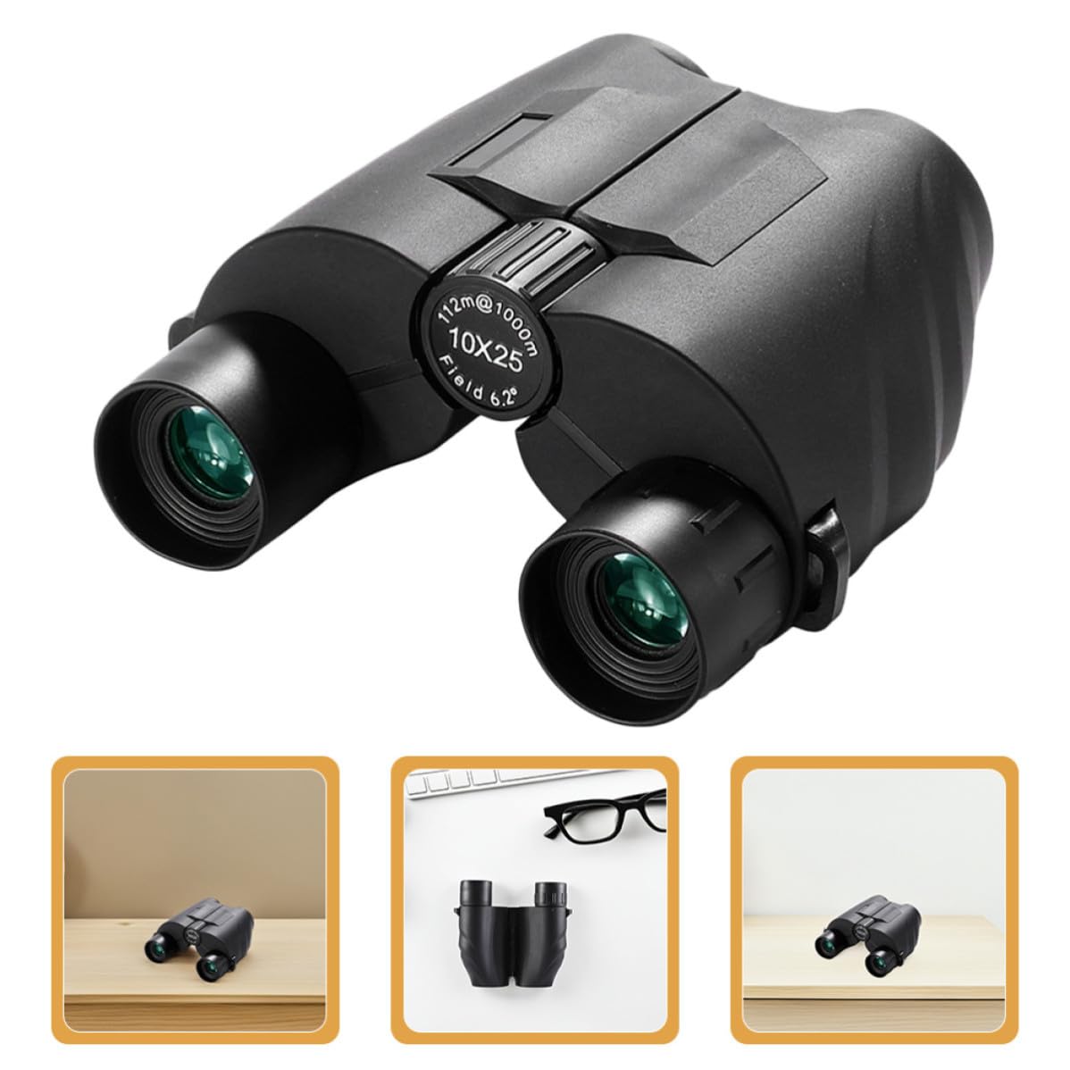 Binocolo 10x25 Compatto Nero in Abs ad Alta Definizione