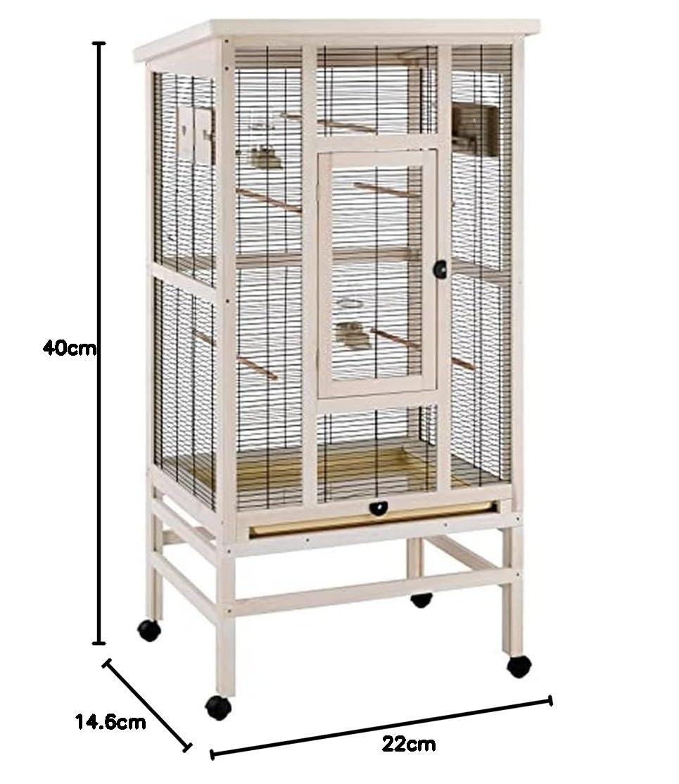 Ferplast Voliere, Kanarienvögel Käfig Wellensittiche vogelvoliere FSC-Holz, inkl Räder und Vogelzubehör, 77 x 62 x h 159 cm.