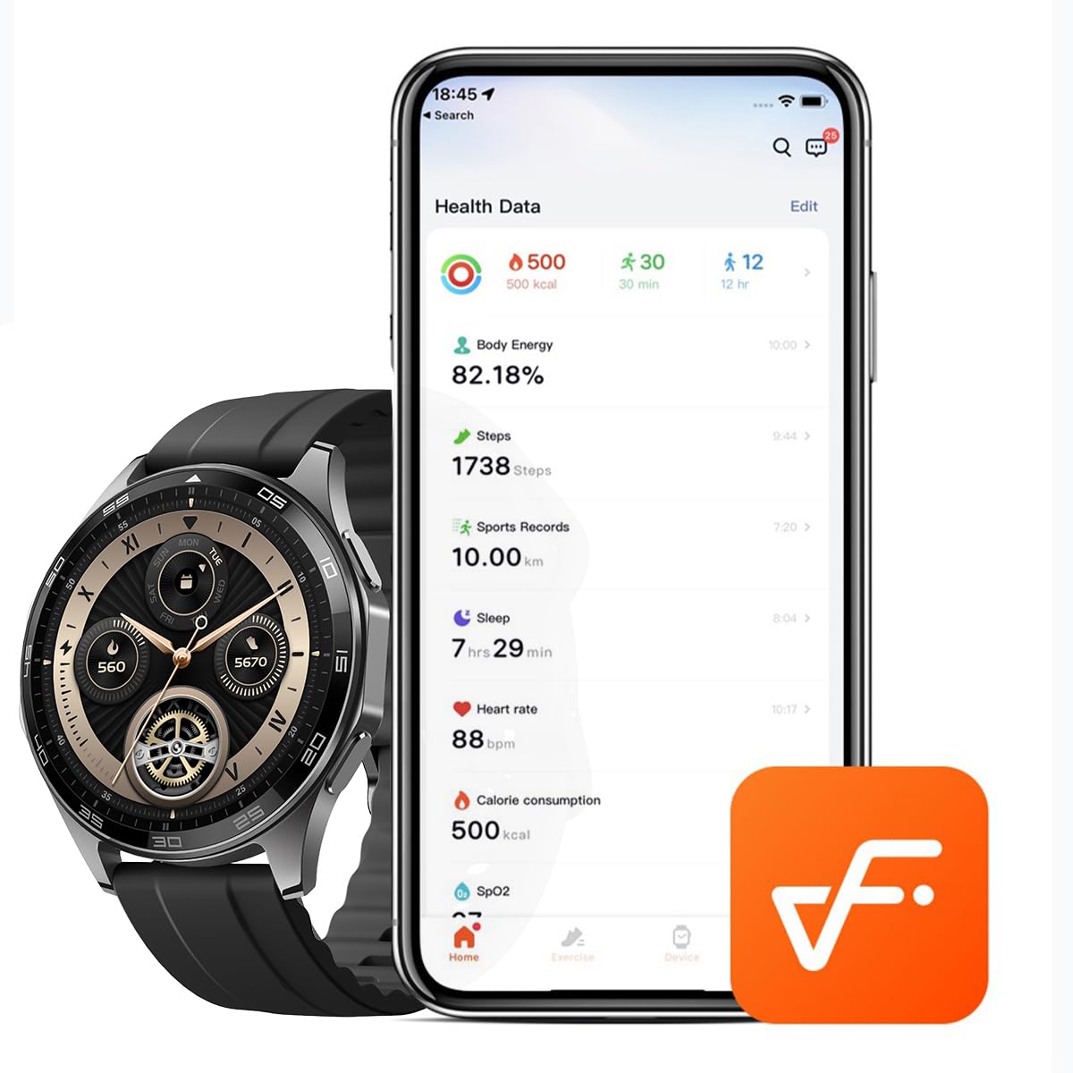 PRIXTON Reloj Inteligente Smartwatch SWB33 para Hombre/Mujer, Asistente de Voz, Funciones Multideporte, Bluetooth 5.3, GPS, barómetro y brújula, Batería 300 mAh