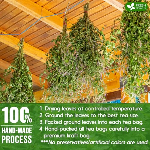 Image of FreshDrinkUS, Premium 45 Spearmint Tea Bags, 100% Natural Spearmint Leaves. Loose Leaf Spearmint Herbal Tea. Spearmint Leaf Tea. No Sugar, No Caffeine, No Gluten, Vegan.