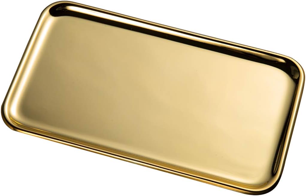 IMEEA Small Gold Vanity Tray Rectangle Satinless Steel Little Jewelry