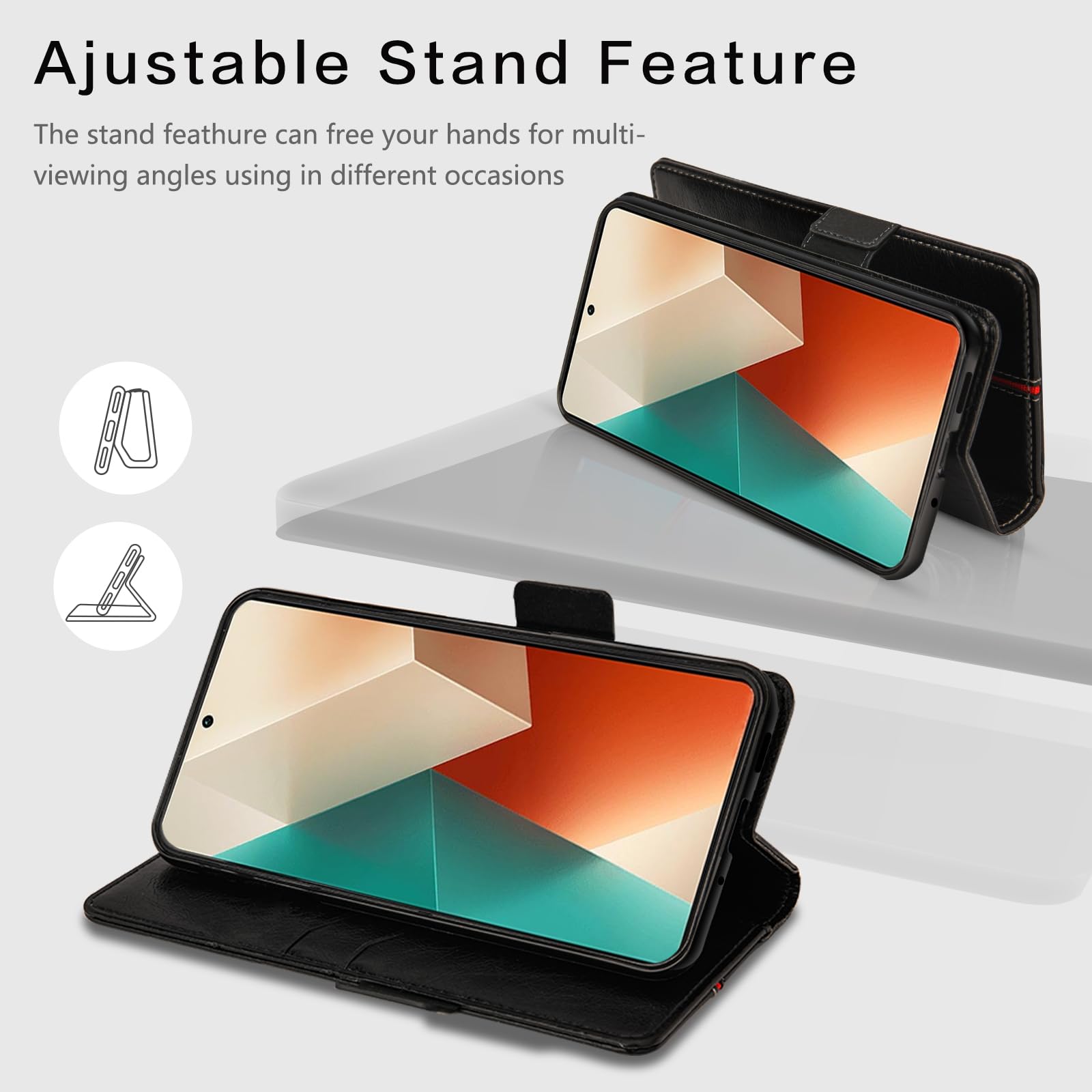 CASAFUNY Cover per Xiaomi Redmi Note 13 Pro 4G, Premium Pelle PU Portafoglio Custodia Magnetica Flip Wallet Case Protettiva Caso con Kickstand Carte Slot per Xiaomi Redmi Note 13 Pro 4G, Rosa